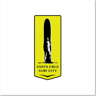 Surf City Santa Cruz California Surfer Statue Bill Lidderdale Sticker Posters and Art